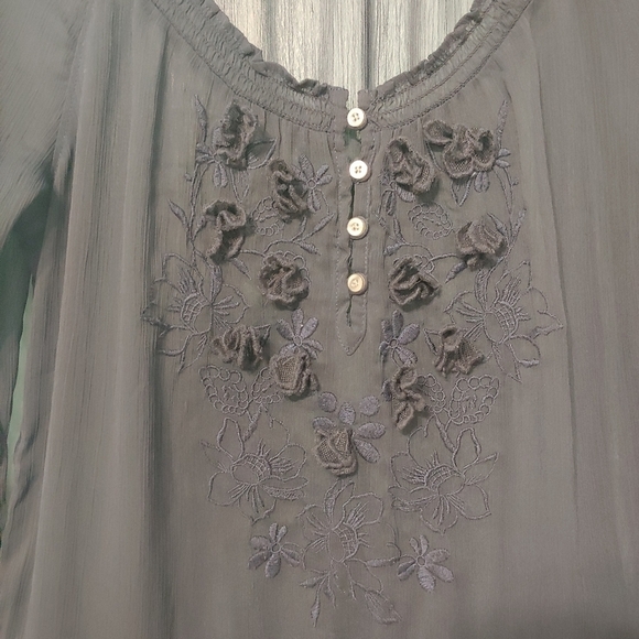 Hollister Sheer Navy Blouse Size Small - Picture 4 of 10